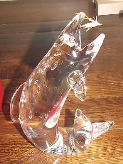 STEUBEN Trout & Fly Glass Crystal With Red Box Signed 1002 James Houston