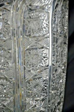 STUNNING! Rare Finzi signe American Brilliant Cut qty 32 Hobstar Vase 15X7.75