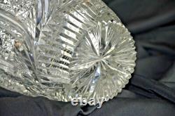 STUNNING! Rare Finzi signe American Brilliant Cut qty 32 Hobstar Vase 15X7.75