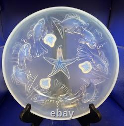 Sabino France Art Glass Opalescent Fish and Star Fish Bowl
