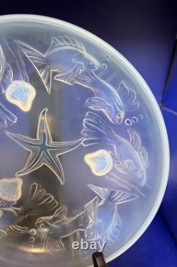 Sabino France Art Glass Opalescent Fish and Star Fish Bowl