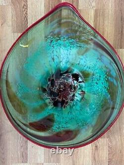 Santa Fe Artist Incredible Studio Hand Blown Art Glass Bowl 20.5 X 18 X 4