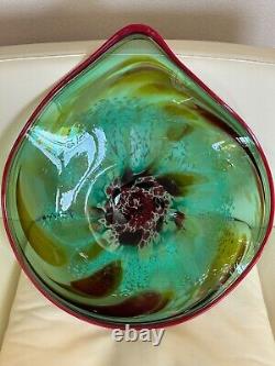 Santa Fe Artist Incredible Studio Hand Blown Art Glass Bowl 20.5 X 18 X 4