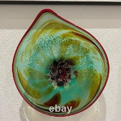 Santa Fe Artist Incredible Studio Hand Blown Art Glass Bowl 20.5 X 18 X 4