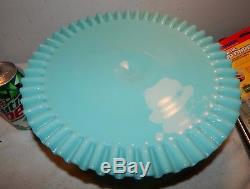 Scarce Vintage Fenton Hobnail Turquoise Milk Glass Footed Cake Plate / As Is
