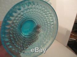 Scarce lovely large12 Fenton blue opalescent hobnail footed cake stand plate
