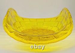 Scarse! Viking'Country Craft' Yellow Basket Weave XLG Fruit Bowl GLOWS PINK