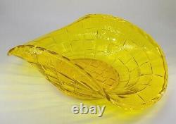 Scarse! Viking'Country Craft' Yellow Basket Weave XLG Fruit Bowl GLOWS PINK