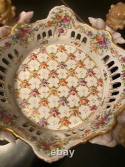 Schierholz Porcelain Plaue Floral Cherub Bowl German 9 Centerpiece Floral Decor