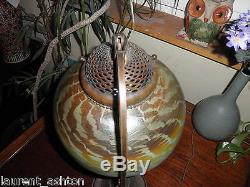 School Of Tiffany Studios Bronze Desk Lamp Favrile Damascene Aurene Quezal Shade