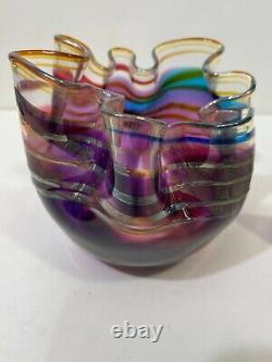 Scott & Laura'95 Hand Blown Art Glass Bowl, Signed, 5 Tall, 5 1/4 Widest