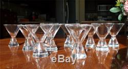 Set 12 Signed Steuben Teardrop Liquor Cocktail Glasses