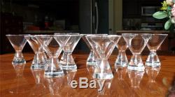 Set 12 Signed Steuben Teardrop Liquor Cocktail Glasses