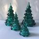Set 4 Fenton Glass Emerald Green Christmas Trees