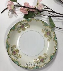 Set 8 Vintage Noritake TIFFANY Salad Bowls Gold Ivory Aqua Pink 1930s RARE