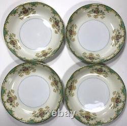 Set 8 Vintage Noritake TIFFANY Salad Bowls Gold Ivory Aqua Pink 1930s RARE