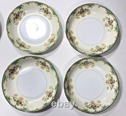 Set 8 Vintage Noritake TIFFANY Salad Bowls Gold Ivory Aqua Pink 1930s RARE