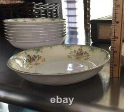 Set 8 Vintage Noritake TIFFANY Salad Bowls Gold Ivory Aqua Pink 1930s RARE