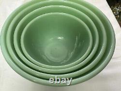 Set Of 4 Green Jadeite Fire King Nesting Mixing Bowls Vintage -perfect