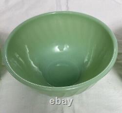 Set Of 4 Green Jadeite Fire King Nesting Mixing Bowls Vintage -perfect