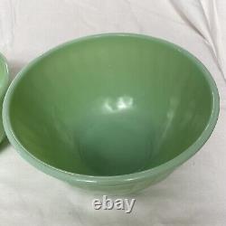 Set Of 4 Green Jadeite Fire King Nesting Mixing Bowls Vintage -perfect