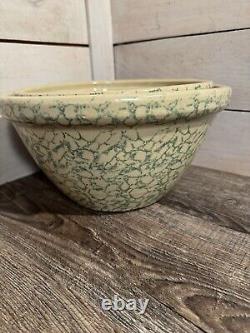 Set Of 4 Robinson Ransbottom Roseville Spongeware Bowls Green Nesting Mixing USA