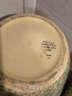 Set Of 4 Robinson Ransbottom Roseville Spongeware Bowls Green Nesting Mixing USA