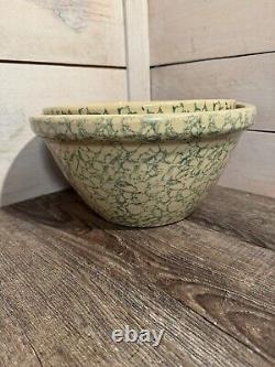 Set Of 4 Robinson Ransbottom Roseville Spongeware Bowls Green Nesting Mixing USA