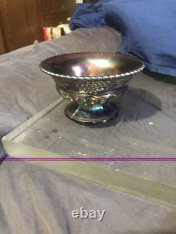Set Of 9 Antique Northwood Grape Cable Carnival Glass Amethyst