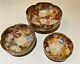 Set of 3 Japanese Satsuma Thousand Flowers Loped Bowls Stamped