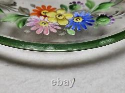 Set of 4 Antique Floral Hand Painted Enameled Bowls & Underplates