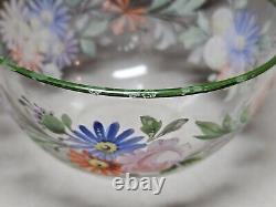 Set of 4 Antique Floral Hand Painted Enameled Bowls & Underplates