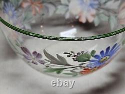 Set of 4 Antique Floral Hand Painted Enameled Bowls & Underplates