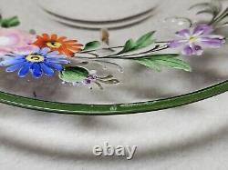 Set of 4 Antique Floral Hand Painted Enameled Bowls & Underplates