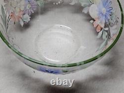 Set of 4 Antique Floral Hand Painted Enameled Bowls & Underplates