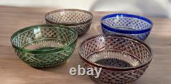 Set of 4 Bohemian Crystal Cut to Clear Approx 5.25 x 2.25Glass Set Vintage EUC