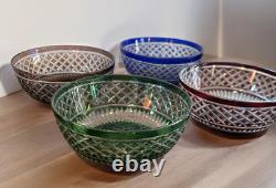 Set of 4 Bohemian Crystal Cut to Clear Approx 5.25 x 2.25Glass Set Vintage EUC