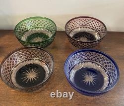 Set of 4 Bohemian Crystal Cut to Clear Approx 5.25 x 2.25Glass Set Vintage EUC