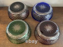 Set of 4 Bohemian Crystal Cut to Clear Approx 5.25 x 2.25Glass Set Vintage EUC