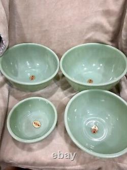 Set of 4 Fire King Jadeite Swirl Mixing Bowls (new Old Stock) Unopened Boxes