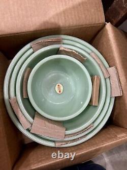Set of 4 Fire King Jadeite Swirl Mixing Bowls (new Old Stock) Unopened Boxes