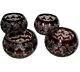Set of 4 vintage cranberry cut crystal bowls, 3-inch height, 2-inch mouth, cut