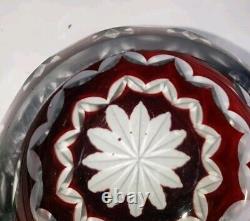 Set of 4 vintage cranberry cut crystal bowls, 3-inch height, 2-inch mouth, cut