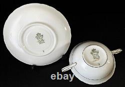 Set of 5 John Aynsley England Wendover Green Flat Cream Soup Bowls and Saucers
