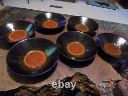 Set of 6 Jars France Crate & Barrel KUTTARA Pasta Cereal Bowls Orange/Red/Black