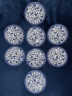 Set of 8 Ralph Lauren Mandarin Blue Salad Plates Floral Lattice 8.5 Retired