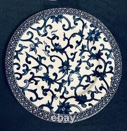 Set of 8 Ralph Lauren Mandarin Blue Salad Plates Floral Lattice 8.5 Retired