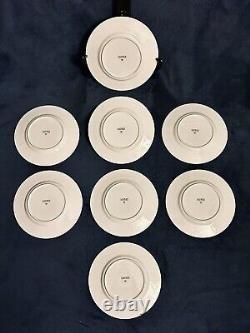 Set of 8 Ralph Lauren Mandarin Blue Salad Plates Floral Lattice 8.5 Retired