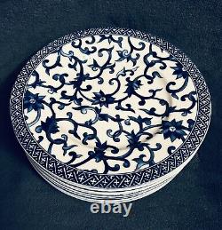 Set of 8 Ralph Lauren Mandarin Blue Salad Plates Floral Lattice 8.5 Retired