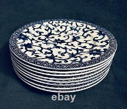 Set of 8 Ralph Lauren Mandarin Blue Salad Plates Floral Lattice 8.5 Retired